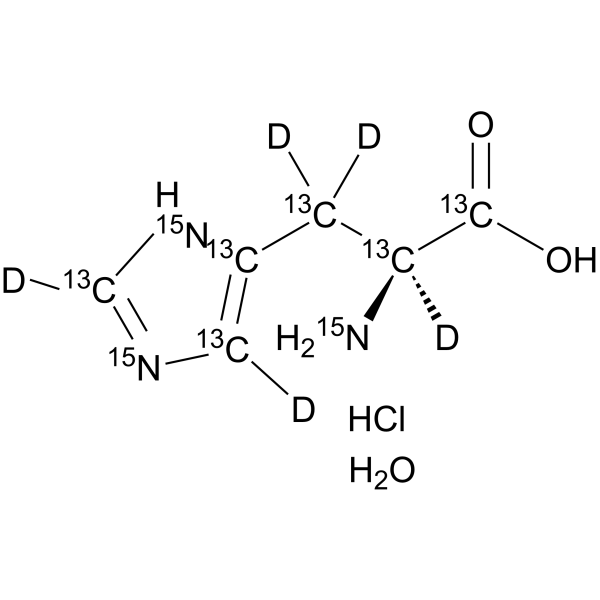 L-Histidine-13C6,15N3,d5 hydrochloride hydrate (H-His-OH-13C6,15N3,d5 (hydrochloride hydrate)) 24838